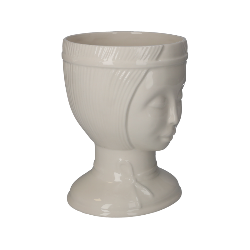 VASO TESTA NAIF BIANCO DECORATIVO IN CERAMICA