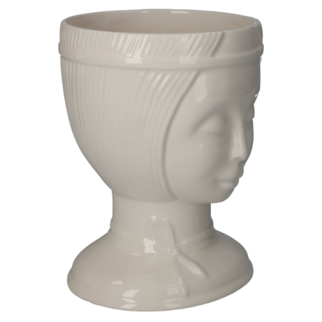 VASO TESTA NAIF BIANCO DECORATIVO IN CERAMICA